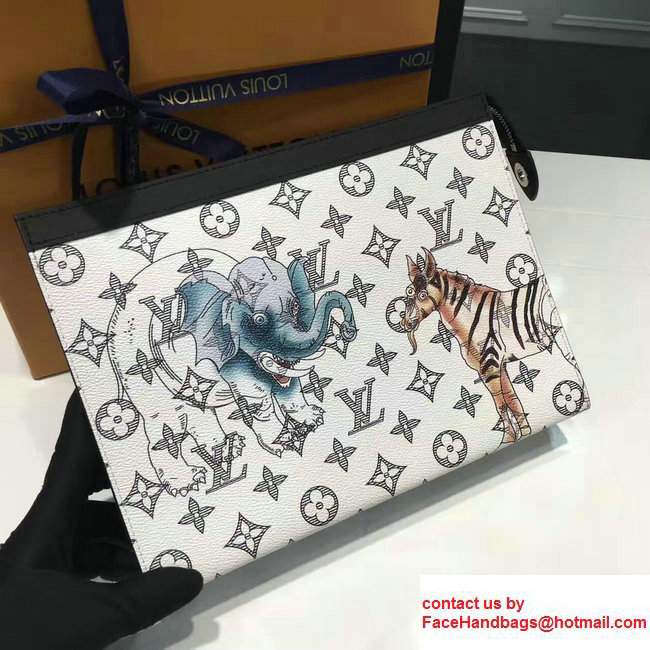Louis Vuitton Monogram Canvas Pochette Voyage MM Bag M66929 Animal Print 2017