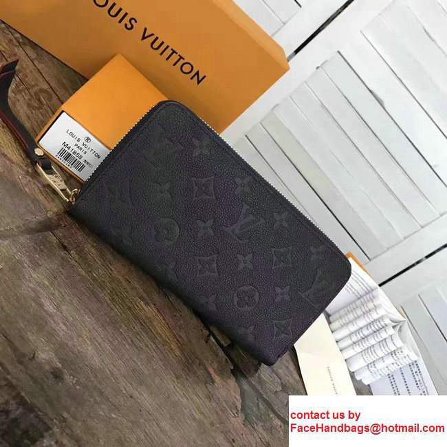 Louis Vuitton Monogram Empreinte Clemence Leather Zippy Wallet M41858 Black/Burgundy - Click Image to Close