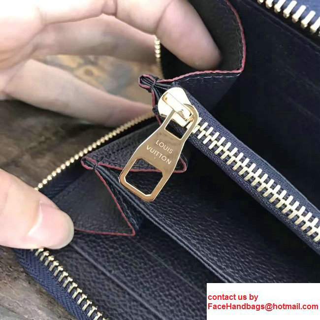 Louis Vuitton Monogram Empreinte Clemence Leather Zippy Wallet M41858 Black/Burgundy - Click Image to Close