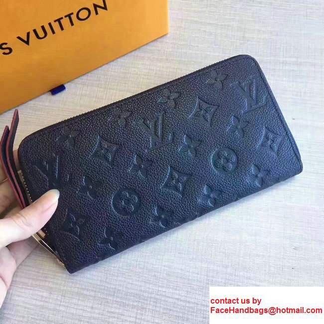 Louis Vuitton Monogram Empreinte Clemence Leather Zippy Wallet M41858 Blue/Burgundy - Click Image to Close
