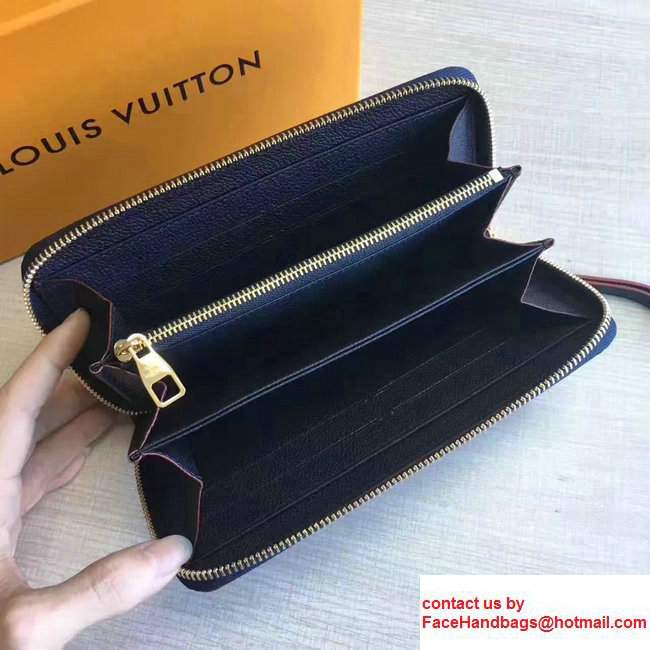 Louis Vuitton Monogram Empreinte Clemence Leather Zippy Wallet M41858 Blue/Burgundy