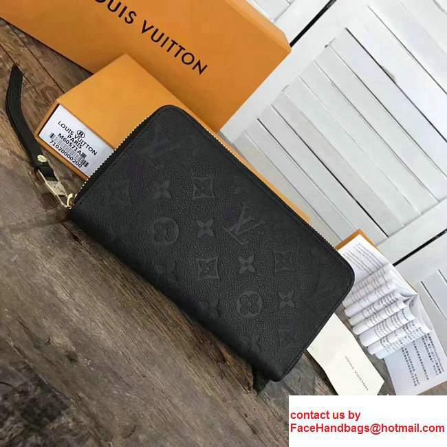 Louis Vuitton Monogram Empreinte Clemence Leather Zippy Wallet M60571 Black