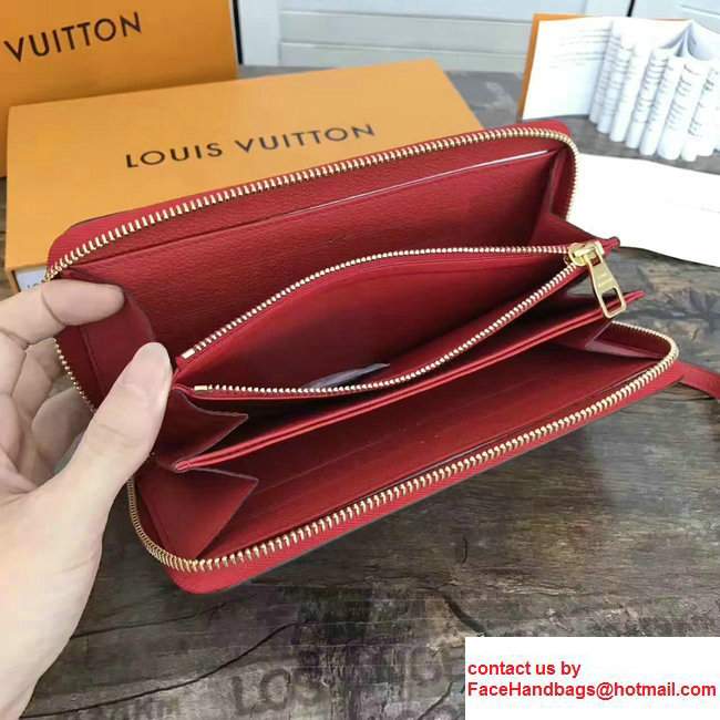 Louis Vuitton Monogram Empreinte Clemence Leather Zippy Wallet M60571 Red