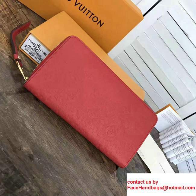 Louis Vuitton Monogram Empreinte Clemence Leather Zippy Wallet M60571 Red - Click Image to Close
