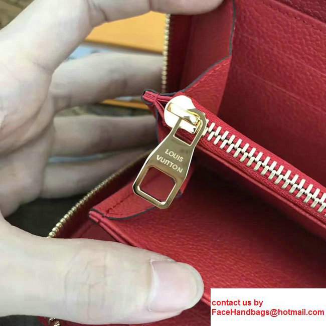 Louis Vuitton Monogram Empreinte Clemence Leather Zippy Wallet M60571 Red - Click Image to Close