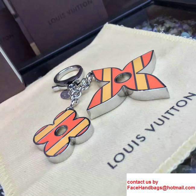 Louis Vuitton Stripes Flowers Bag Charm M67389 Orange 2017 - Click Image to Close