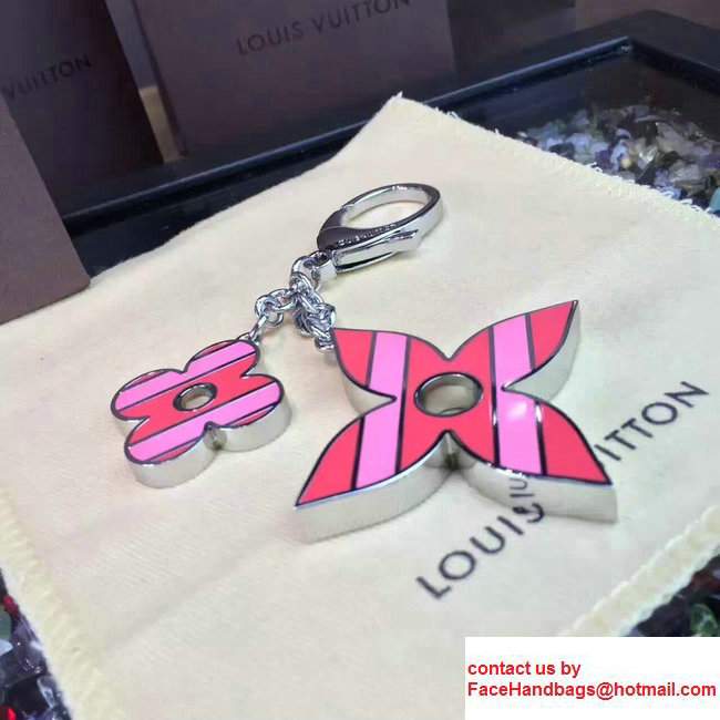 Louis Vuitton Stripes Flowers Bag Charm M67389 Pink 2017 - Click Image to Close