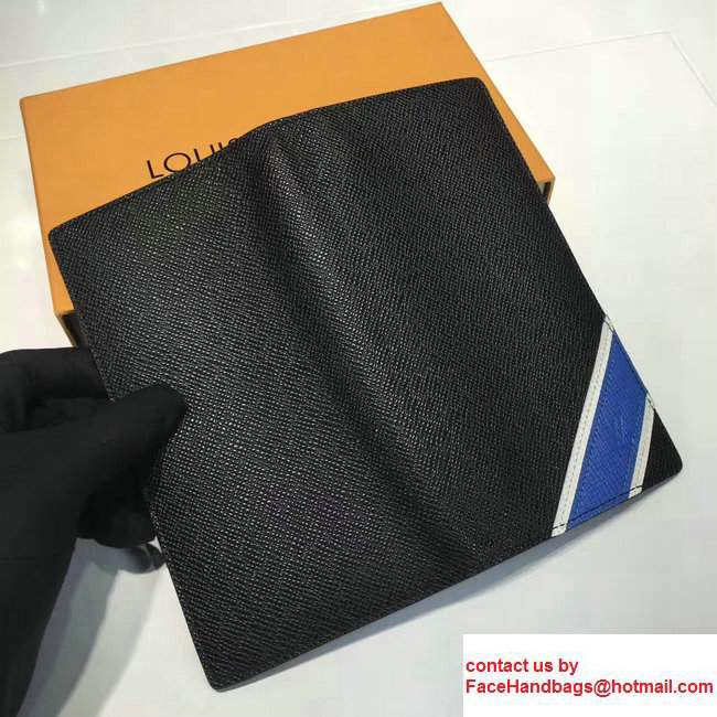 Louis Vuitton Taiga Leather Blue Stripe Brazza Wallet M64012 Black 2017 - Click Image to Close