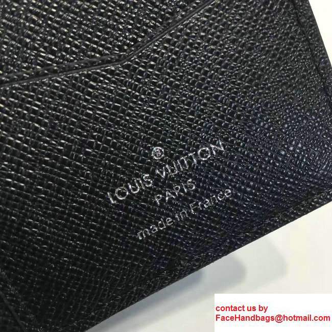 Louis Vuitton Taiga Leather Blue Stripe Pocket Organizer M64017 Black 2017