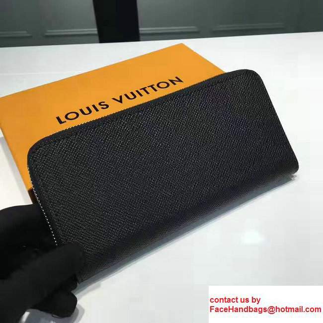 Louis Vuitton Taiga Leather Blue Stripe Zippy Wallet Vertical M64094 Black 2017