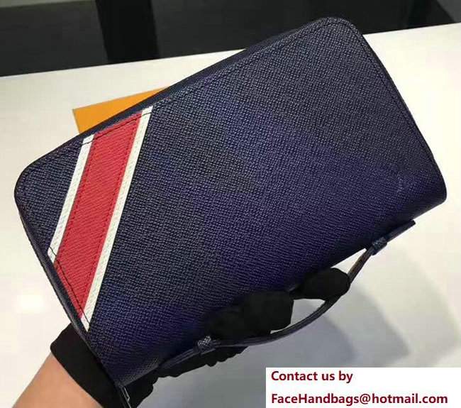 Louis Vuitton Taiga Leather Red Stripe Zippy XL Wallet Vertical M64019 Ocean 2017 - Click Image to Close
