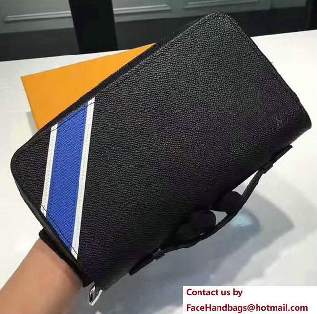 Louis Vuitton Taiga Leather Stripe Zippy XL Wallet Vertical M64019 Black 2017