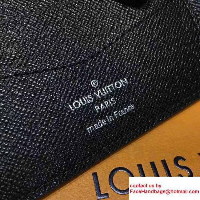 Louis Vuitton Taige Leather Blue Stripe Multiple Wallet M64015 Black 2017