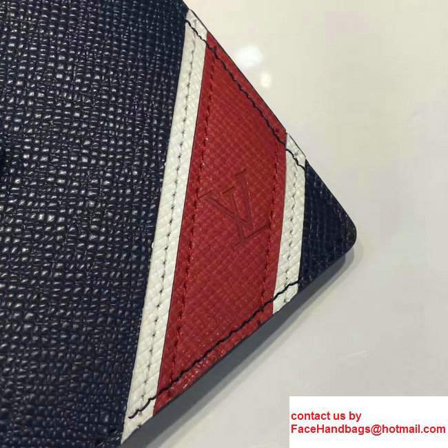 Louis Vuitton Taige Leather Red Stripe Multiple Wallet M64015 Ocean 2017