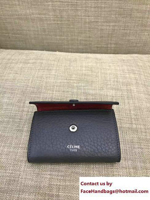 Celine Contrasted Flap Closure Card Holder 101083 Gray/Red