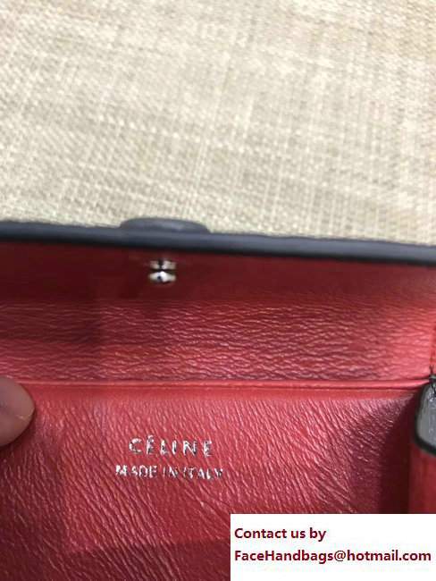 Celine Contrasted Flap Closure Card Holder 101083 Gray/Red - Click Image to Close