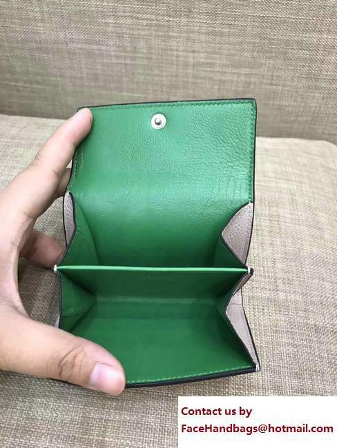 Celine Contrasted Flap Closure Card Holder 101083 Off White/Green