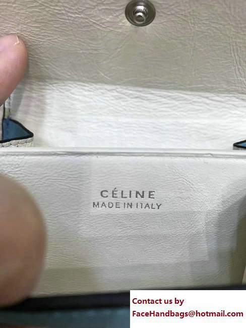 Celine Contrasted Flap Closure Card Holder 101083 Sky Blue/White - Click Image to Close