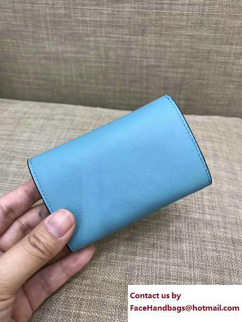 Celine Contrasted Flap Closure Card Holder 101083 Sky Blue/White - Click Image to Close