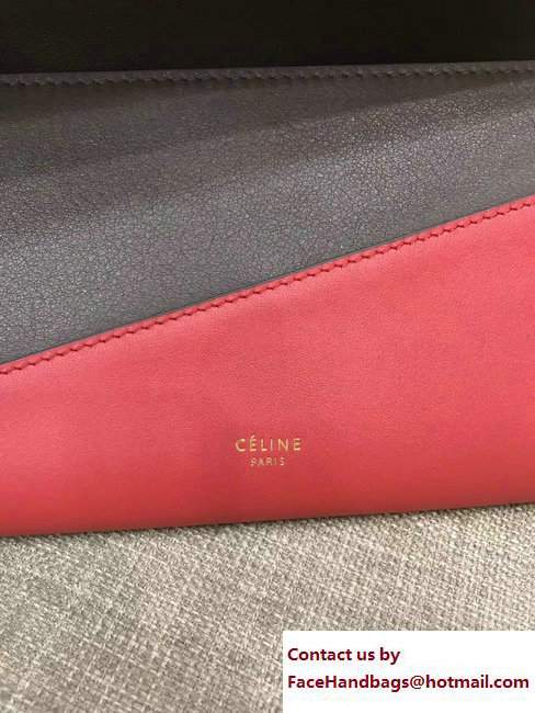 Celine Diagonal Large Flap Multifunction Wallet 109073 Etoupe/Red 2017 - Click Image to Close