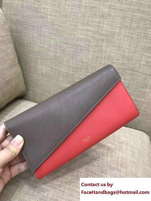 Celine Diagonal Large Flap Multifunction Wallet 109073 Etoupe/Red 2017