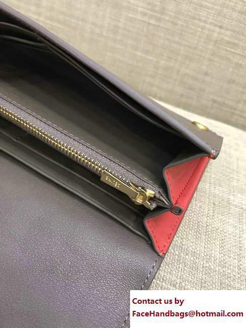 Celine Diagonal Large Flap Multifunction Wallet 109073 Etoupe/Red 2017