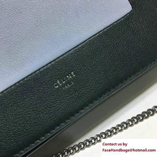 Celine Frame Evening Clutch On Chain Bag 107773A Dark Green/Light Blue 2017 - Click Image to Close