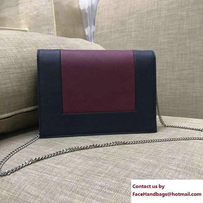 Celine Frame Evening Clutch On Chain Bag 107773A Navy Blue/Date Red 2017 - Click Image to Close