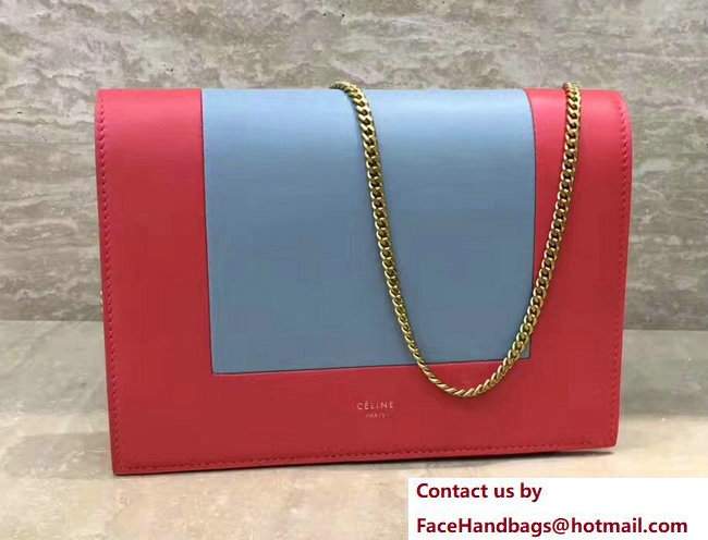 Celine Frame Evening Clutch On Chain Bag 107773A Red/Light Blue 2017