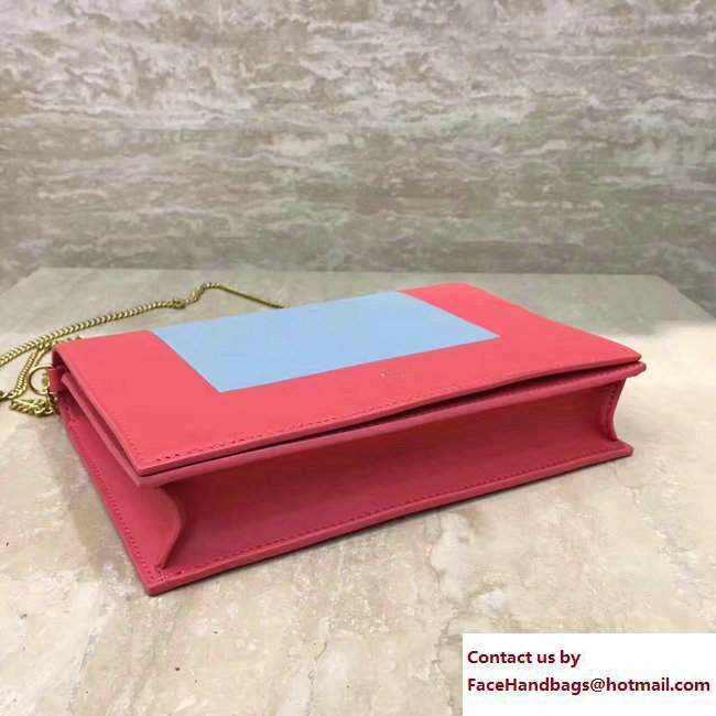 Celine Frame Evening Clutch On Chain Bag 107773A Red/Light Blue 2017 - Click Image to Close