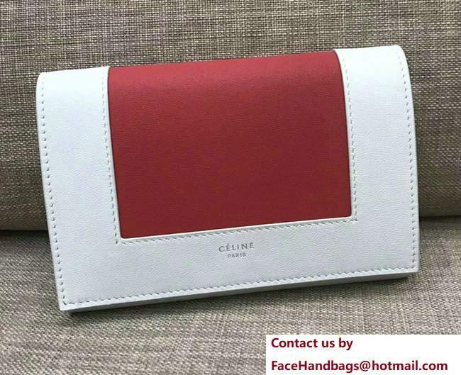 Celine Frame Wallet 108813 White/Red 2017