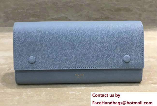Celine Large Flap Multifunction Wallet 101673 Baby Blue/Red - Click Image to Close