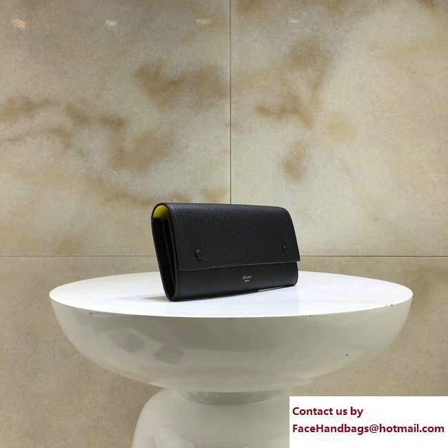 Celine Large Flap Multifunction Wallet 101673 Black/Yellow