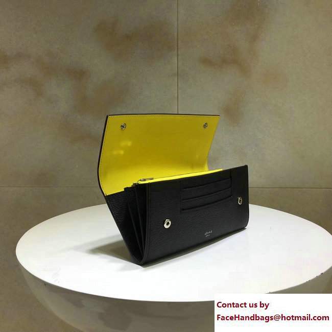 Celine Large Flap Multifunction Wallet 101673 Black/Yellow - Click Image to Close