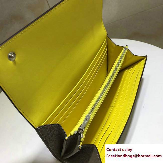 Celine Large Flap Multifunction Wallet 101673 Etoupe/Yellow - Click Image to Close
