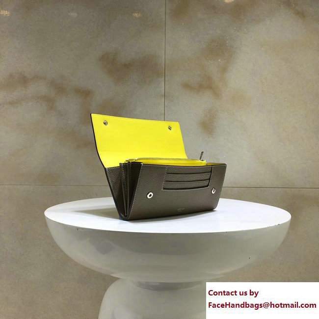Celine Large Flap Multifunction Wallet 101673 Etoupe/Yellow - Click Image to Close