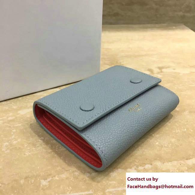 Celine Small Folded Multifunction Wallet 104903 Baby Blue/Red