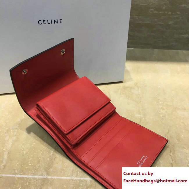 Celine Small Folded Multifunction Wallet 104903 Beige/Red - Click Image to Close