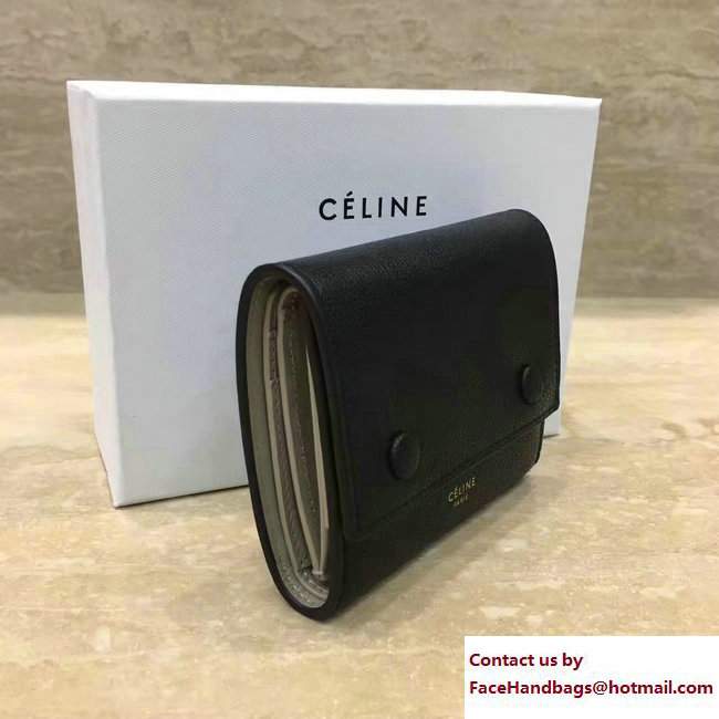 Celine Small Folded Multifunction Wallet 104903 Black/Beige