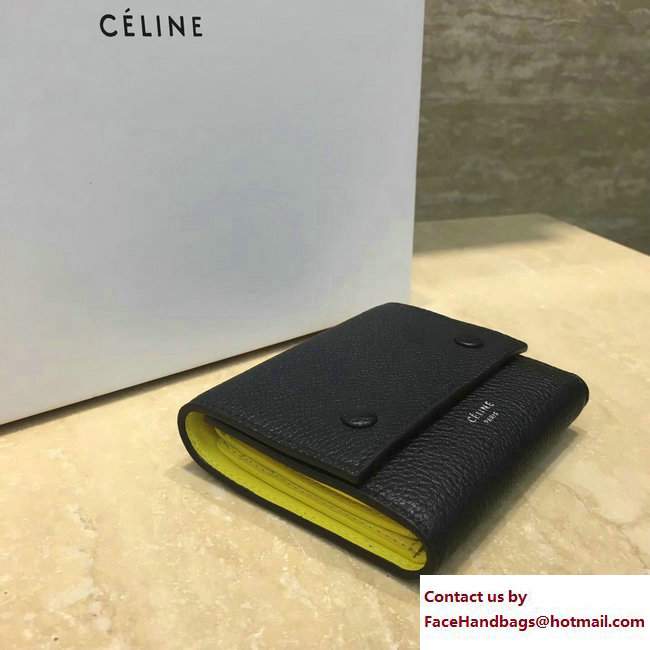 Celine Small Folded Multifunction Wallet 104903 Black/Yellow - Click Image to Close