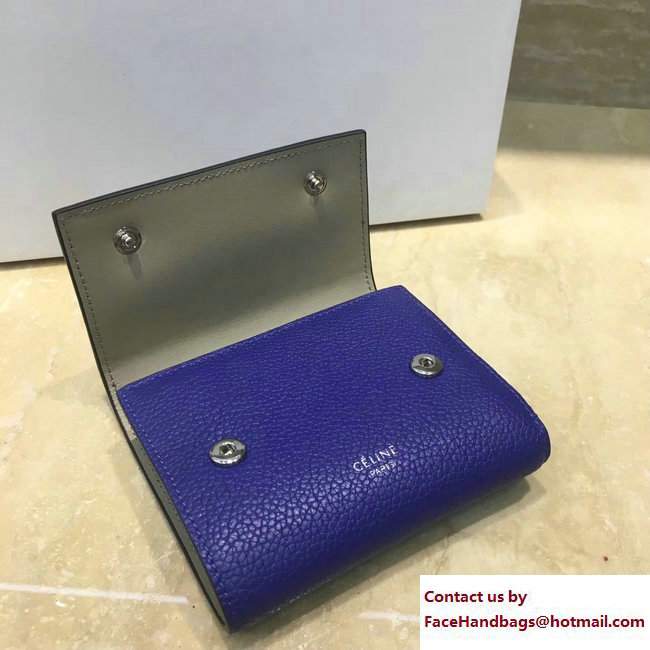 Celine Small Folded Multifunction Wallet 104903 Blue/Beige