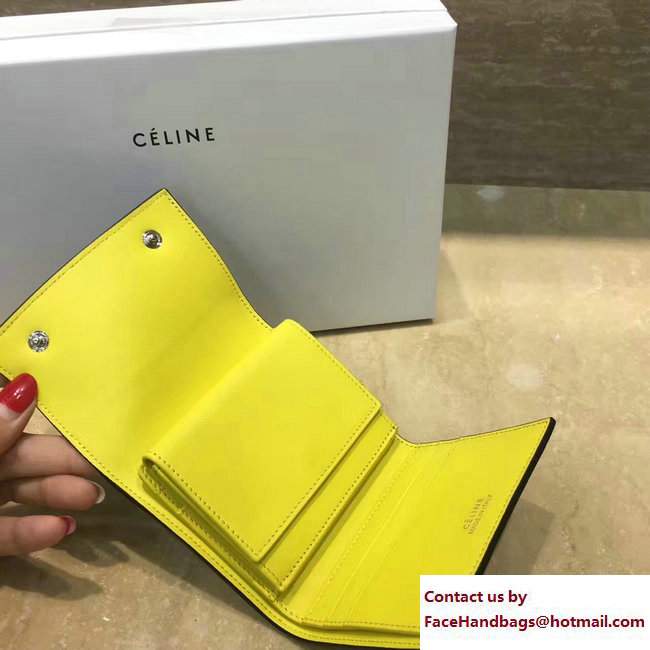 Celine Small Folded Multifunction Wallet 104903 Etoupe/Yellow - Click Image to Close