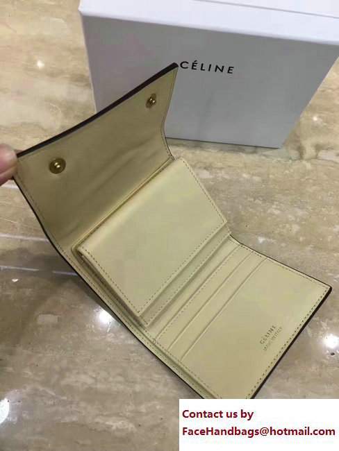 Celine Small Folded Multifunction Wallet 104903 Off White/Pale Yellow - Click Image to Close