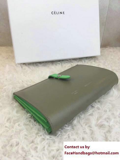 Celine Strap Large Multifunction Wallet 104873/104123 Army Green/Grass Green