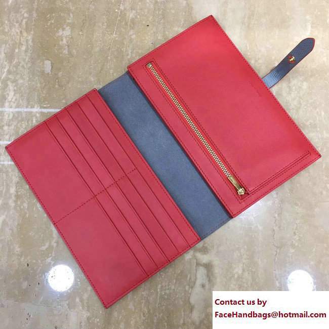 Celine Strap Large Multifunction Wallet 104873/104123 Baby Blue/Red - Click Image to Close