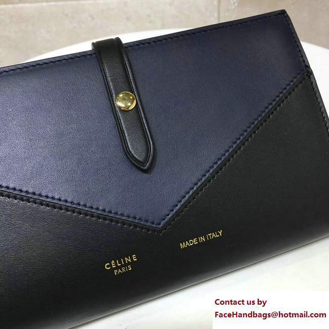 Celine Strap Large Multifunction Wallet 104873/104123 Black/Navy Blue