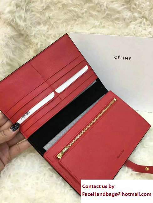 Celine Strap Large Multifunction Wallet 104873/104123 Black/Red - Click Image to Close