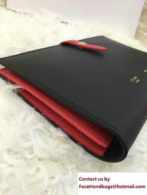 Celine Strap Large Multifunction Wallet 104873/104123 Black/Red