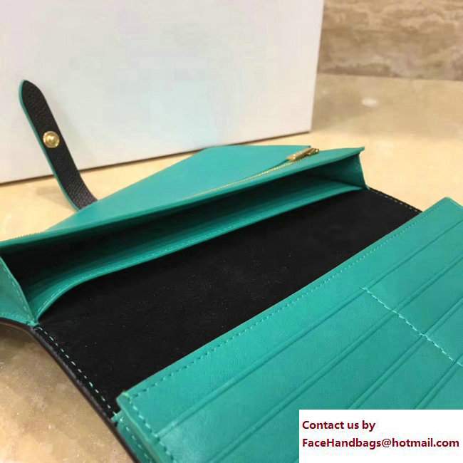 Celine Strap Large Multifunction Wallet 104873/104123 Black/Turquoise