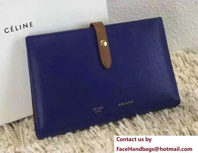 Celine Strap Large Multifunction Wallet 104873/104123 Blue/Brown
